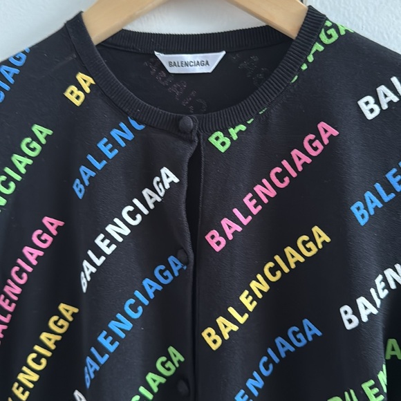Balenciaga Cotton Puff Ink Knit Logo Cardigan (NWT) – Medium - Picture 2 of 5